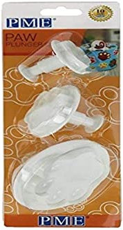 PME PAW203 Ausstechformen mit Pfotenabdruckmotiv, 3 Stück, AMS-Kunststoff, Weiß