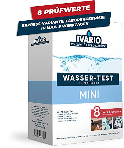 IVARIO Express-Labor-Wassertest Brunnenwasser Basis, Experten-Laboranalyse im Deutschen Fachlabor mit 11 Prüfwerten/kostenlose Expertenberatung/Kinderleichte Probenahme