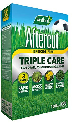 Aftercut 20400504 Herbicide Free Lawn Triple Care 100m2 Spreader Box, Yellow, 3.5 kg