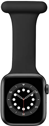 Armband für Apple Watch 38/40/41mm, 42/44/45/46/49mm, Infektionskontrolle Design Pin Fob für Krankenschwestern Hebammen Ärzte Gesundheitswesen (schwarz, 42mm(Series 3)/44mm/45mm/46mm/49mm)