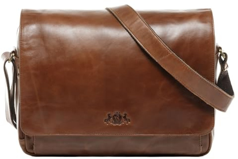 SID & VAIN® Borsa per insegnante tracolla porta pc vera pelle AGENT grande XL cartella laptop computer portatile Messenger porta-documenti Business uomo marrone prodotto artigianale