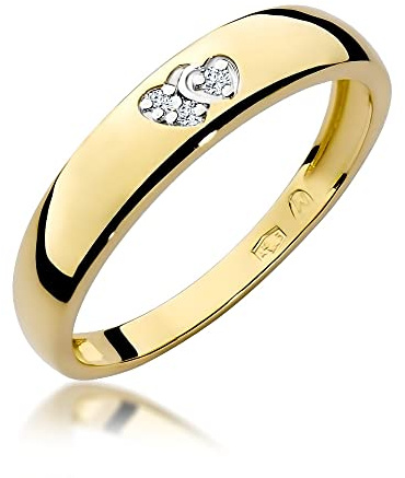 MARKO Signore dorate di cuori, decorate con diamanti da 0,02 carati | 14 carati oro (585) | Anello d'oro da donna | Anello per donne #8