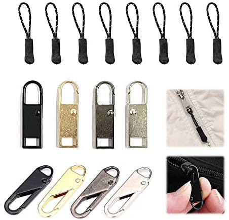 CQQNIU Kit de Reparación de Cremallera de 4 Colores para Chaqueta, Maleta, Mochila - Incluye 8 Cordones, Colorido