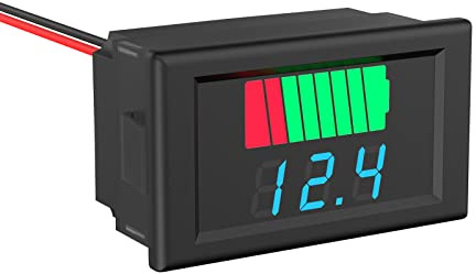 DC-batterimätare, 2-i-1 batterikapacitetsspänningsindikator, 12 V, 24 V, 36 V, 48 V, 60 V LED digital batteritestare - vattentät blå display