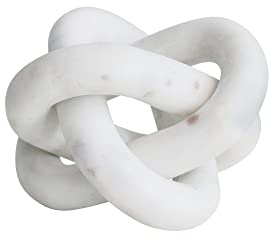 Decorative Interlocking Marble Chain with 3 Links, White