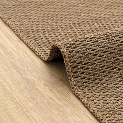 DAPHNE HOME DECOR Jute Area Rug, Non-Slip, Machine Washable Rug For Indoor & Outdoor, Garden, Kitchen, Bedroom, Dining Room and Living Room, Natural Woven Rug (Brown & Black - Caria, 80X150 CM)
