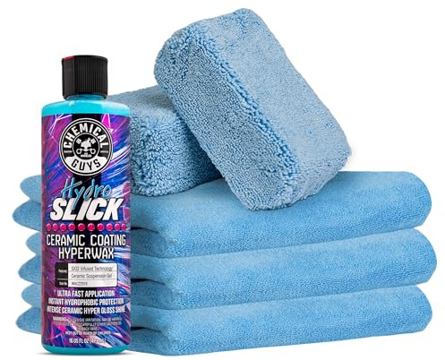 Chemical Guys HOL229 Ultimate Ceramic Coating Kit - HydroSlick HyperWax SiO2 Gel (16 fl oz) for Long-Lasting Shine & Protection, with 2 Premium Microfiber Applicators & 3 Workhorse Towels, (6 Items)