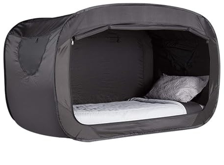 Privacy Bed Tent, Blackout Design, Prime Material, Convenient and Practical, Totally Enclosed, for Kids and Adult (Black)