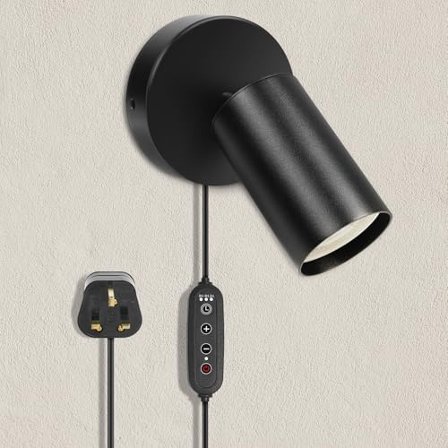 HOTUT Modern Plug-in LED Sconce with Switch, GU10 (Not Included), 350° Rotatable, Bedside/Wall Light for Bedroom, Living Room, Kitchen
