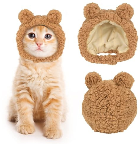 Cappello Gatto, Cappello Caldo per Animali Domestici Carino Cappellino Cane per Gatti e Cani di Piccola Taglia, Accessori Costume (Marrone)