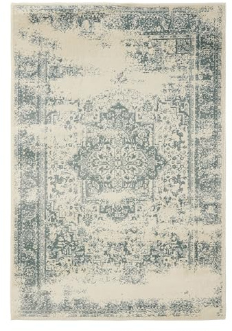 benuta Basic Matta Suki - Krämfärgad/Mint 120x170 cm Syntetisk - Rektangulär vintage orientalisk - Lättskött vardagsrum sovrum