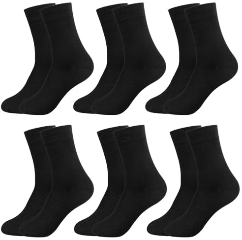 Halinuia Lot De 6 Paires De Chaussettes Noires pour Femmes et Hommes, Chaussettes Unisexes Respirantes en Coton, pour Travail, Sans Couture et Sans éLastique, pour Le Quotidien Et Les Loisirs, 35-39