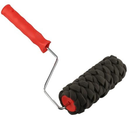 Jotekonoby Pennello a rullo in spugna per pittura strutturata strumento per pittura decorativa da parete effetto pietra finta finitura fai da te miglioramento della casa 32,5 x 18 cm rosso