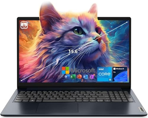 Lenovo IdeaPad 1i Laptop, 15.6 Inch FHD Touchscreen, Intel Core i5-1235U Processor, 16GB RAM, 512GB SSD, Webcam, HDMI, Wi-Fi 6, Windows 11 Pro, Blue, with Microsoft 365 for The Web