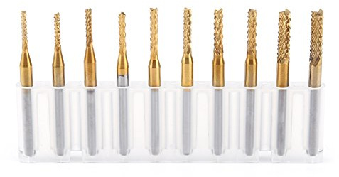 10pezzi Fresa in Metallo duro Carburo di Tungsteno Mulino Titanio Cappotto 1.5mm-3.175mm per incidere CNC Frese Rotative Set