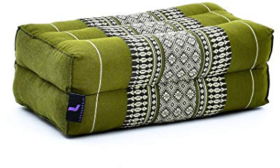 Leewadee set de 2 bloques de yoga pequeños - Cojines para pilates, almohadas para el suelo hechas a mano de kapok, 35 x 18 x 12 cm, set de 2, Verde