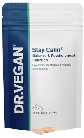 Stay Calm Supplement, Stress & Anxiety Relief | Ashwagandha KSM 66 | Magnesium, L-Theanine, Rhodiola, Schisandra & Cordyceps | 60 Vegan Capsules, 2-A-Day | DRV+, formerly DR.VEGAN