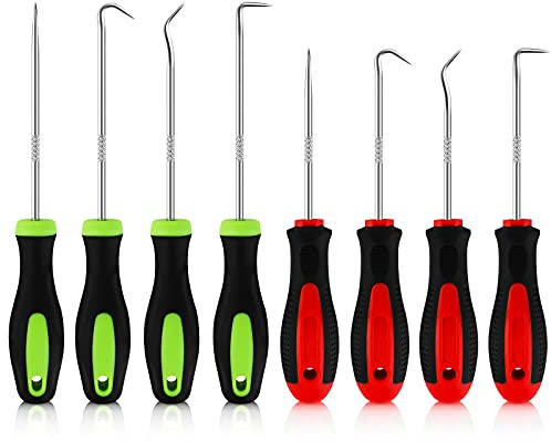 8 pezzi di rimozione del paraolio, gancio di prelievo di precisione, kit raschietto gancio, kit spinato Strumenti di riparazione automatica per la rimozione di paraolio o O-ring