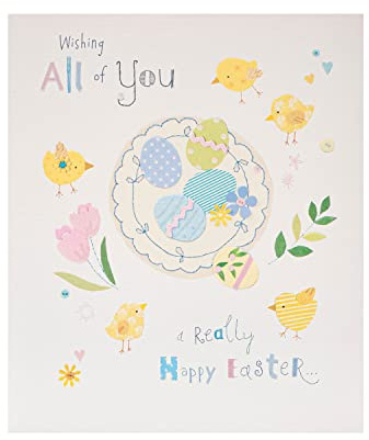 UK Greetings Cute Easter Card - To All of You Easter Card - Cute Easter Card with Chicks, Multi, 159x184mm
