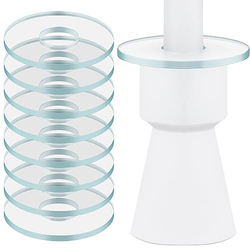 Zonon Set di 10 Pezzi Salvagoccia per Candele in Vetro Raccogligocce per Candele Raccoglitori di Cera per Candele Anelli di Candela Bobeche, Rotondo, Trasparente, Diametro Interno 2,3 cm