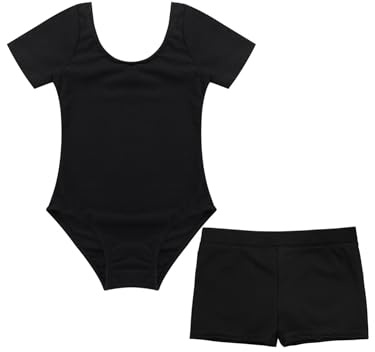 IEFIEL Traje de Gimnasia Rítmica para Niñas Leotardo de Ballet Body Algodón Clásica con Leggings Pantalones Cortos de Danza Maillot de Bailarina 3-12 Años