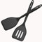 XiaoZu Silicone Spatula Turner Set, High Heat Resistant Spatulas with Seamless One Piece Design, Nonstick Rubber Flippers Utensils for Baking & Cooking,BPA-Free, 2 Pack (Black)