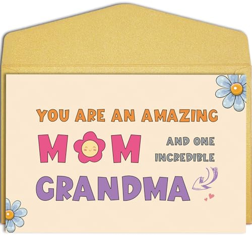 Qiliji Mother's Day Card for Grandmas, Mother's Day Card from Kid, Grandmas Birthday Cards, New Grandma Cards, You Are An Amazing Mom And One Incredible Grandma