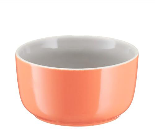 VILLA ITALIA BORNEO Porzellan Müslischale Orange-Grau 13 cm - Suppenschalen - Müsli Schüssel - Dessertschalen - Servierschalen - Frühstücksschale - Bowl Schüssel - Snackschale - Porzellan Schale