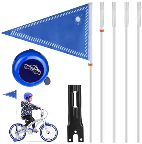 2 Stück Fahrradklingel Fahrradwimpel Kinder, Fahrradklingel Kinderrad-Glocke Polizei-Fahrradfahne 180cm Fahrradwimpel Verstellbare, Jugend Fahrradklingel Fahrradglocke Sicherheitswimpel Blau