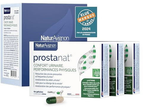 NaturAvignon Prostanat | Complement alimentaire Prostate Confort urinaire homme Performance physique | Saw Palmetto (palmier nain) graine de courge (huile de pepin de courge) Ginseng Zinc | 180gélules