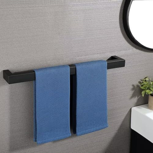 Mooche Towel Rail Wall Mounted, 60cm Large Hand Towel Holder for Bathroom, SUS304 Stainless Steel Waterproof Rustproof Towel Bar, Matte Black Finished