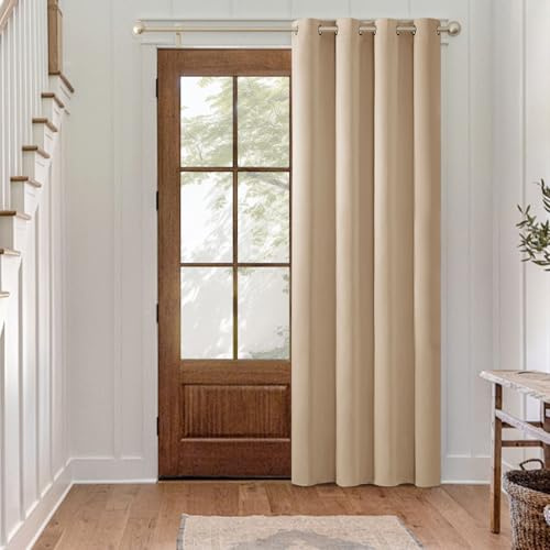 MIULEE Beige Ogenomskinliga Gardiner med Öljetter Värmegardin Värmeskyddande Dörrgardin 1 st H 137 x B 140 cm Dörrgardiner Vardagsrum Sovrum
