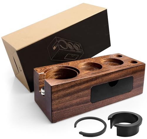 yerfkan Tamperstation, Tamper Station Tamperstation 58 mm kaffe Tamper Station för barista, Tamping Station justerbar höjd för espresso kaffebryggare baristatillbehör valnöt