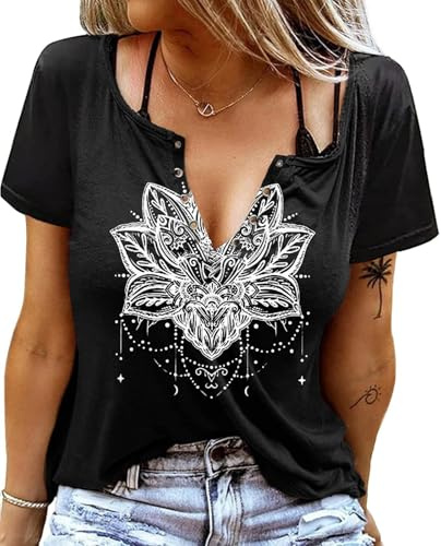 Sxkayxr Womens Summer Graphic Tee Shirts Cowgirl Country Concert Outfits Shirts Casual V Neck Short Sleeve Shirts Tops