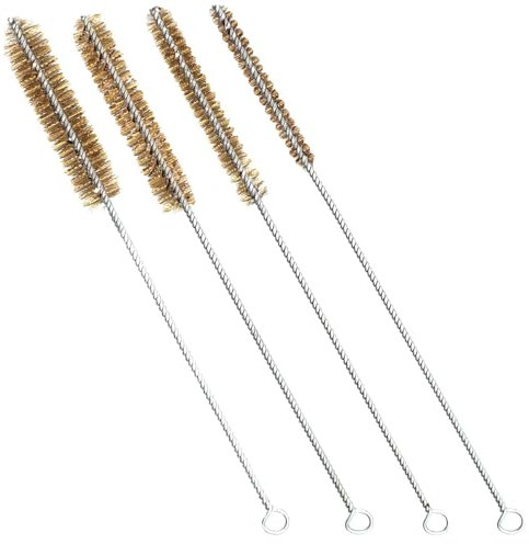 Juego de 4 cepillos de alambre, cepillo de latón para limpieza de tubos de latón, cepillo de alambre de acero inoxidable utilizado para tubos de limpieza de escorias (8 mm/10 mm/12 mm/15 mm)