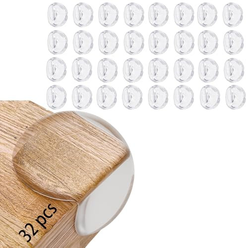 32 stycken hörnskydd för bebis, kantskydd, klart hörnskydd, silikon, kantskydd, självhäftande, transparent bord, för olika möbler, babysäkerhet