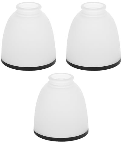 3-Pack Black Edge White Frosted Glass Shades, Bell Shaped Glass Shade Covers Ceiling Fan Lamp Replacements