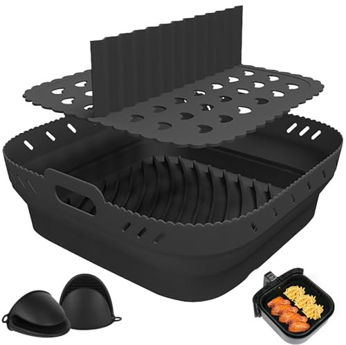 JTgugu Airfryer Silikonform Heißluftfritteuse Zubehör Backform mit Trennwänden Air Fryer Accessories, kompatibel mit Ninja Speedi ON400EU, Philips XL, COSORI, Princess, Tefal, Cecotec Luftfritteuse