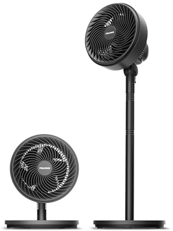 PELONIS 7-Inch Pedestal Air Circulator, Oscillation Fan, 3 Speeds, Adjustable Height (Tabletop/Standing Fan), 75°+90° Oscillation, 5-Blade Quiet Pedestal Fan for Bedroom, Office, Home