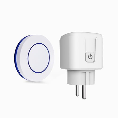 HYHIOTS Prise Telecommande Sans Fil, Prise Connectée Extérieure RF433 MHz émetteur Radio Émetteur + Récepteur Commande Sans Fil 100m, 3500W Max Commutateur Sans Fils (1 interrupteur 1 récepteur)