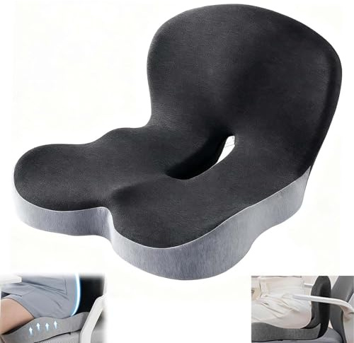 CHARMNAIL Cojín Ergonómico con Respaldo, Cojín de Asiento para Silla de Oficina & Coche, Cojín de Asiento con Soporte Lateral para Aliviar Dolor de Espalda