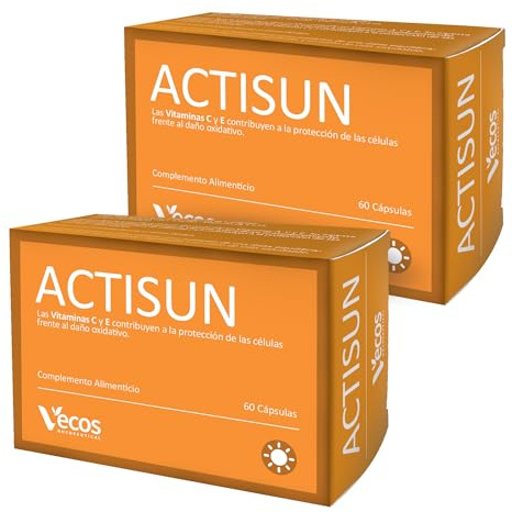 Actisun Betacaroteno para un Bronceado Natural y Luminoso | Antioxidante con Vitaminas C y E para la Protección de la Piel contra Radiaciones Ultra Violetas (120 Cápsulas (2 Cajas))