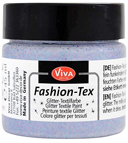 Viva Decor Fashion Tex (Hortensie, 45ml) Textilfarbe mit Glitzer Effekt - Stoffmalfarben waschfest Kinder - Färbemittel Textilien - Textilfarben waschfest - Made in Germany