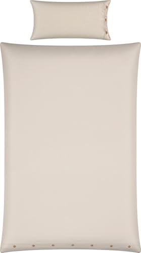 Erwin Müller Bettwäsche, Bettgarnitur Halbleine Uni Deggendorf - für kühle Tage, feuchtigkeitsregulierend, rustikale Holzknöpfe - Natur Größe 40x80 cm / 135x200 cm