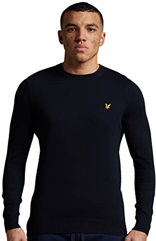 Lyle & Scott Pull col Rond en Coton Merinos pour Homme - Marine Fonce - M