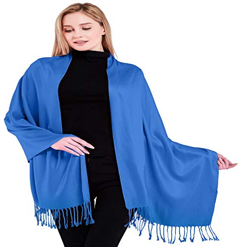 CJ Apparel Sjal, enfärgad designerhalsduk, andra sorteringen, blå, En Storlek