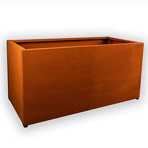 Köhko® Designer Pflanzkübel Hochbeet (mit Bodenplatte) aus Cortenstahl Kräuterbeet TROG 100x40x40 cm……