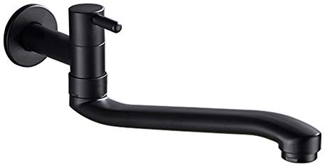 Wall-Mounted Black Cold Water Faucet Washing Machine Mop Pool Garden Taps (31cm)