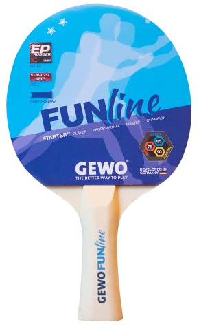 GEWO Fun Tischtennisschläger - Kontrollierter Anfänger-Tischtennisschläger mit geringem Gewicht - Komplettschläger mit Noppen-Innen-Belag, hohe Kontrolle und Geschwindigkeit, Griff konkav