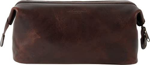 HOLZRICHTER Berlin - Große Kulturtasche aus Leder für Damen & Herren (No-5-2), Kulturbeutel 20x29x16cm, Echtleder Kosmetiktasche, Marone